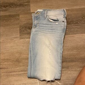 Hollister Blue Ankle Cropped Jeans with Distressed Details